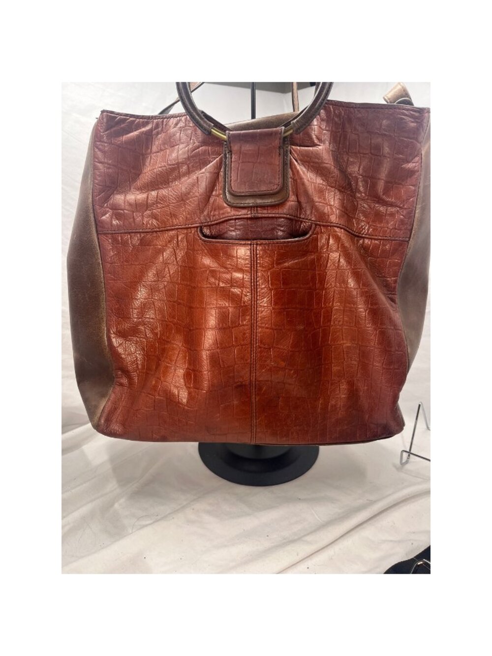 HOBO Brown Croc Embossed Genuine Leather Large Tote Bag